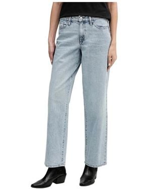 DKNY Mid Rise Relaxed Gerades Jeans - Blau