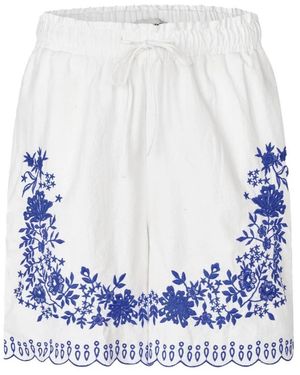 Lolly's Laundry Korte Broeken ,Blauw ,Blauwe Lucyll Shorts Met Geborduurde Details