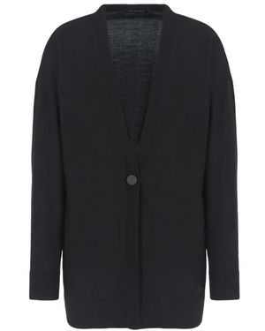 ARMANI EXCHANGE Truien & Vesten ,Zwart ,Polyester Zwarte Shawl Kraag Sweater Aw 24