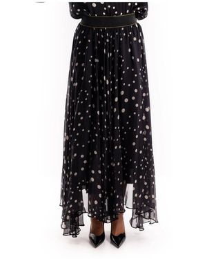 5 PROGRESS Seidenrock Mit Asymmetrischem Polka-Dot-Muster - Schwarz