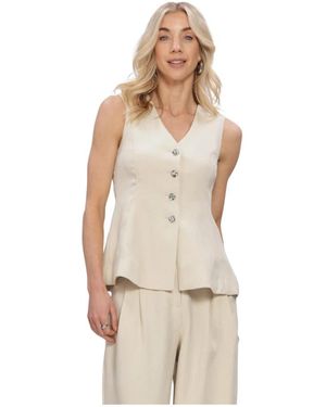 Moss Copenhagen Jassen ,Leer Mschesteriane Zilveren Gilet - Naturel