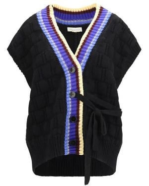 Dries Van Noten Strickjacke Aus Wolle Und Kaschmir Mit V-Ausschnitt - Blau