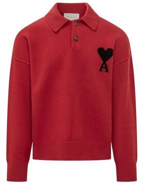 Ami Paris Polo Shirts - Red