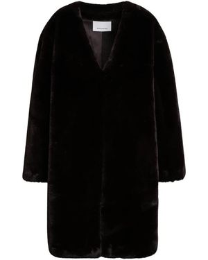 Frankie Shop Jassen ,Bruin ,Matera Kraagloze Imitatiebont Jas - Zwart