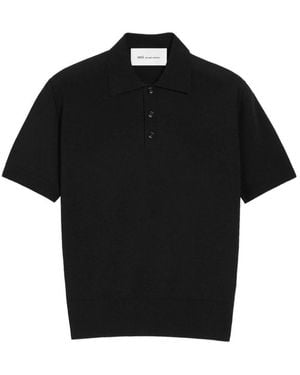 Ami Paris Kurzarm-Strickpoloshirt - Schwarz