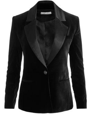 Alice + Olivia Satin Revers-Kragen Blazer - Schwarz