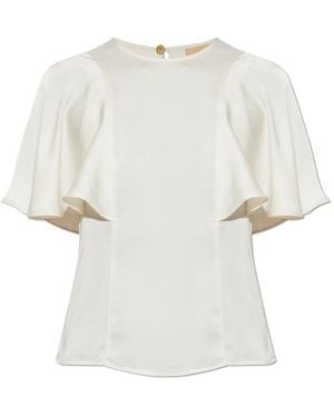 Michael Kors Overhemden ,Leer Satin Cape Sleeve Blouse - Wit