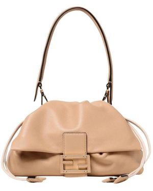 Fendi Weiche Leder-Schultertasche - Natur