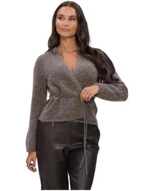 Object Objnete L/S Re Tie Cardigan - Braun