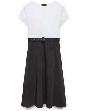 FIORELLA RUBINO Kleid Aus Zwei Verschiedenen Materialien Schwarz Und Weiß