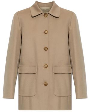 Valentino Garavani Single-Breasted Coats - Natural