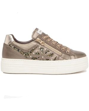 Nero Giardini Sneakers in pelle marrone platform chiusura a zip - Grigio