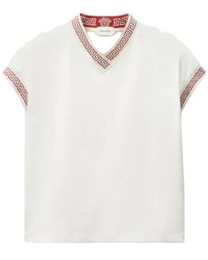 Versace Jacquard Stretch Katoen-Jersey T-Shirt - Wit