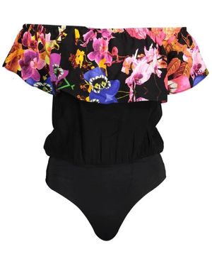 Desigual Zwarte Mouwloze Schouderflounce Bodysuit