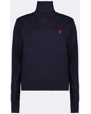 Ami Paris Herz freund rollkragenpullover,herz freund rollkragenpullover für frauen - Blau