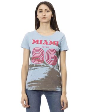Trussardi Camiseta De Algodón Azul Claro Action, Mujer, Talla - Morado