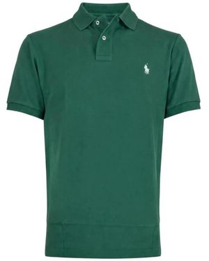 Ralph Lauren Tops ,Groen ,Katoen Slim Fit Mesh Polo Shirt
