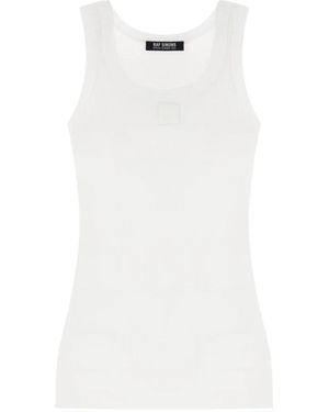 Raf Simons Tops ,Wit ,Katoen Mouwloze Tanktop