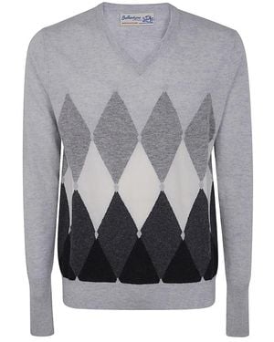 Ballantyne V-Ausschnitt Pullover - Grau