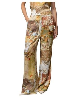 Kaos Broeken ,Groen ,Wide Broeken - Metallic