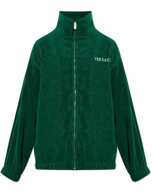 Versace Cotton-Terry Jacquard Zip Sweatshirt - Groen