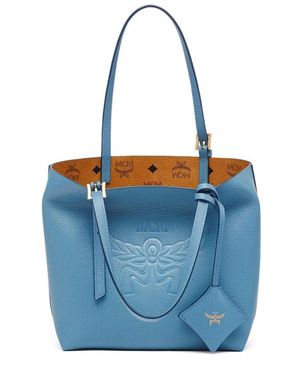 MCM Tassen ,Blauw ,Leer Heaven Shopper Van Leer Met Logoprint