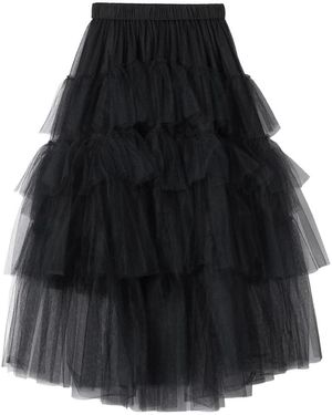 Simone Rocha Tiered Ribbon Midi Rok - Zwart