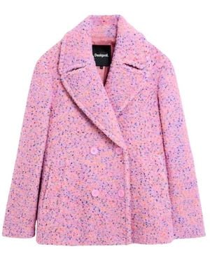Desigual Double-Breasted Coats - Rosa
