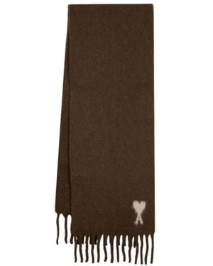 Ami Paris Grauer Wollstrick V-Ausschnitt Pullover - Braun