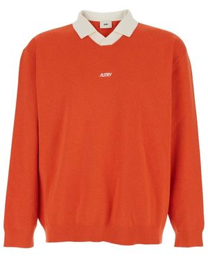 Autry Tops ,Oranje ,Katoen Polo Neck
