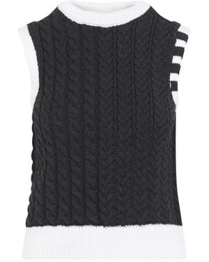 Thom Browne Merino Wol Trui Met Ronde Hals - Zwart