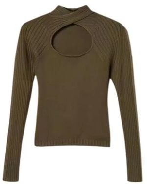 Twinset Rollkragenpullover Mit Überkreuztem Cut-Out - Grün
