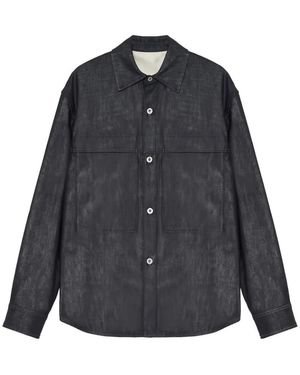 Jil Sander Denim Overhemd Met Contraststiksels - Blauw