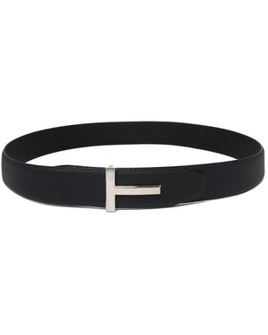Tom Ford Accessoires ,Zwart ,Leer T-Gesp Omkeerbare Leren Riem