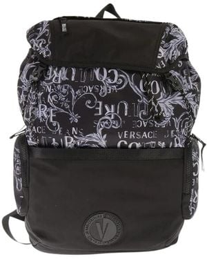Versace Logo Print Multipockets Rucksack - Schwarz