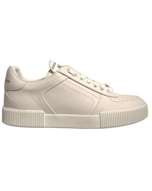 Dolce & Gabbana Sneakers basse in pelle di lusso con dettagli del logo - Neutro
