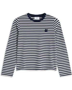 Maison Kitsuné Klassisches T-Shirt Mit Fuchspatch - Blau