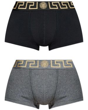 Versace Baumwoll-Stretch-Unterwäsche Mit Logo-Bund - Schwarz