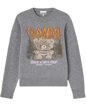 Ganni Round-Neck Knitwear - Gris