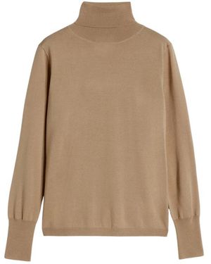 Aspesi Truien & Vesten ,Bruin ,Wol Merino Wollen Coltrui Finezza 16 - Naturel