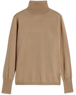 Aspesi Truien & Vesten ,Bruin ,Wol Merino Wollen Coltrui Finezza 16 - Naturel