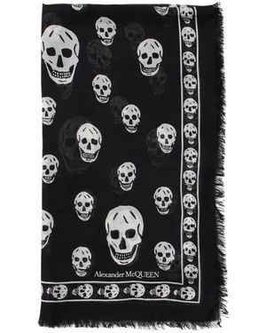 McQueen Silky Scarves - Negro