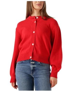 Des Petits Hauts Truien & Vesten ,Rood ,Rode Gebreide Trui & Vest Abali