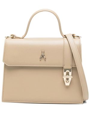 Patrizia Pepe Tassen ,Leer Leren Satchel Tas - Naturel
