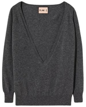 Plan C V-Neck Knitwear - Gris