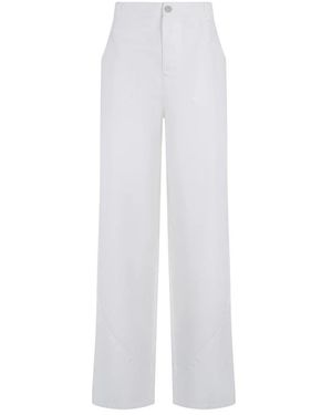 Alberta Ferretti Broeken ,Wit ,Katoen Losse Elegante Broek Met Hoge Taille
