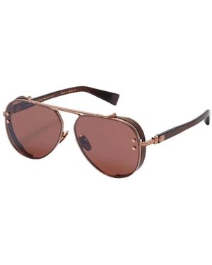 Balmain Accessoires ,Veelkleurig ,Roestvrijstalen Zonnebril - Bruin