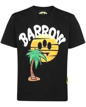 Barrow Logo Print Baumwoll T-Shirt - Schwarz