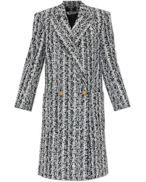 Balmain Langer Tweed-Mantel - Grau