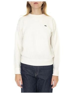 Lacoste Hoodies & Sweatvesten ,Wit ,Wol Trui Met Ronde Hals